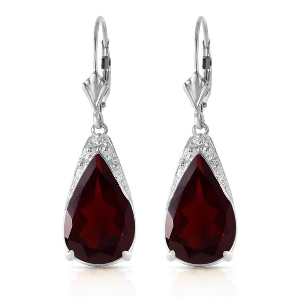 14K  GOLD LEVERBACK EARRING WITH NATURAL GARNETS - Picture 1 of 5